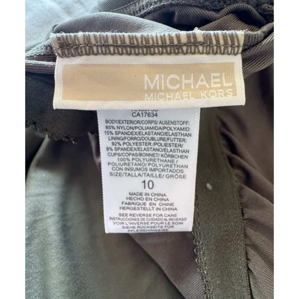 Michael By Michael‎ Kors Size Olive Green One Peice Swimsuit One Tied Shoulder